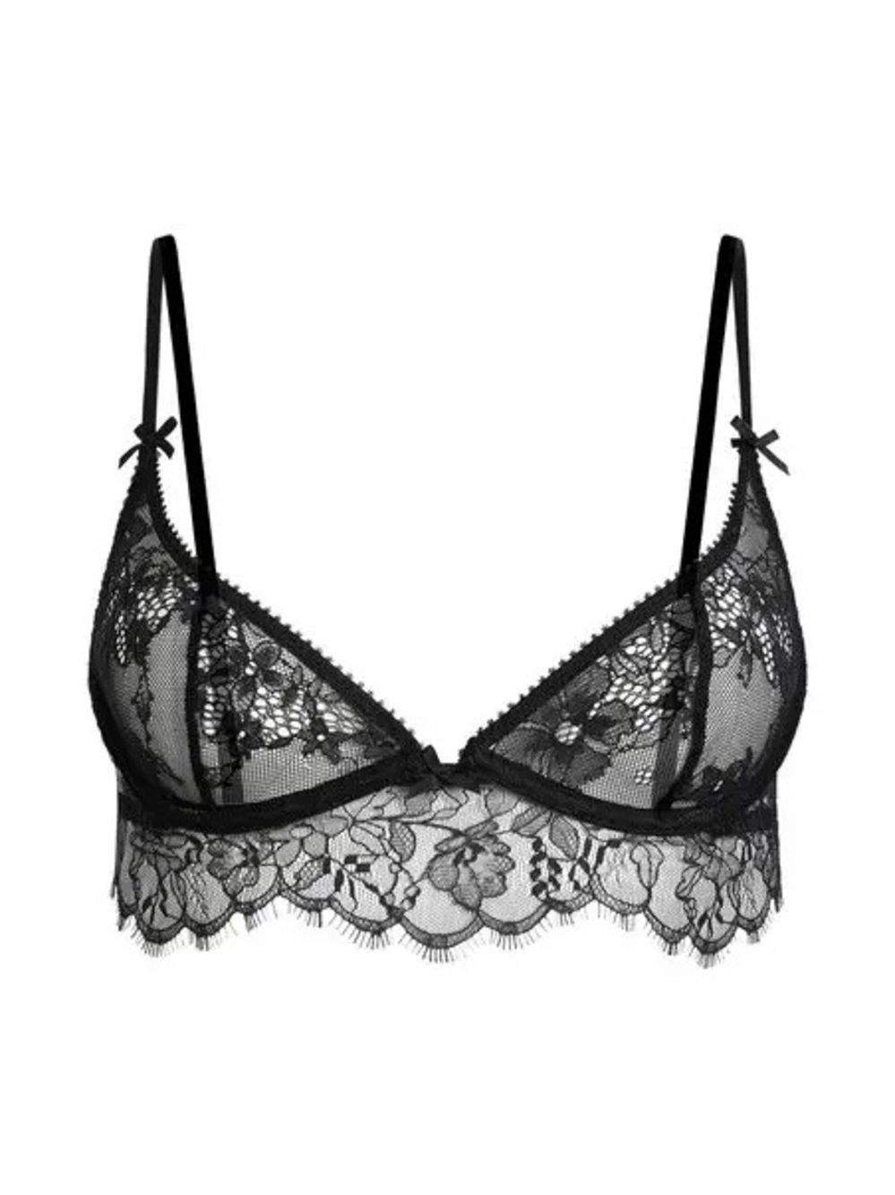 SKIMS Black Floral Lace Bralette